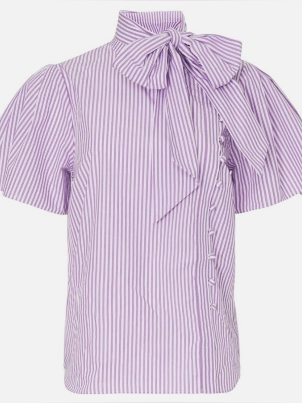 Adam Lippes x RTR Tie Neck Cotton Striped Buttoned Shirt. Women’s Size 4